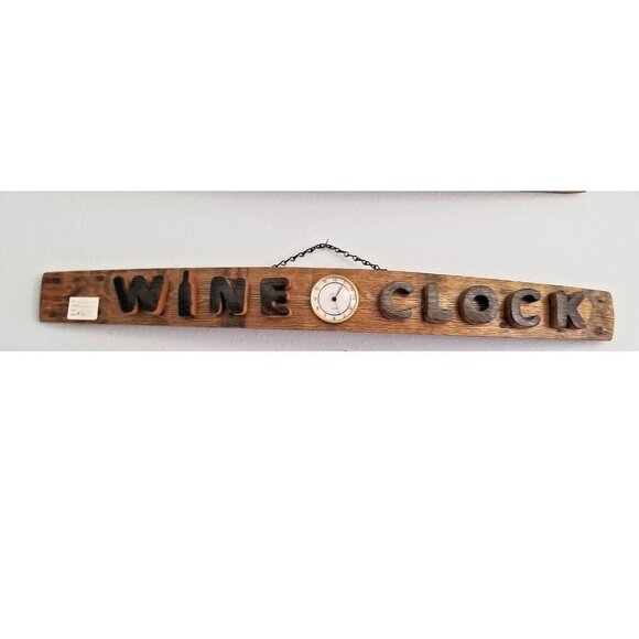 Wood Sign Wine Stave says" Wine O Clock"Clock in the middle Cut from Stave